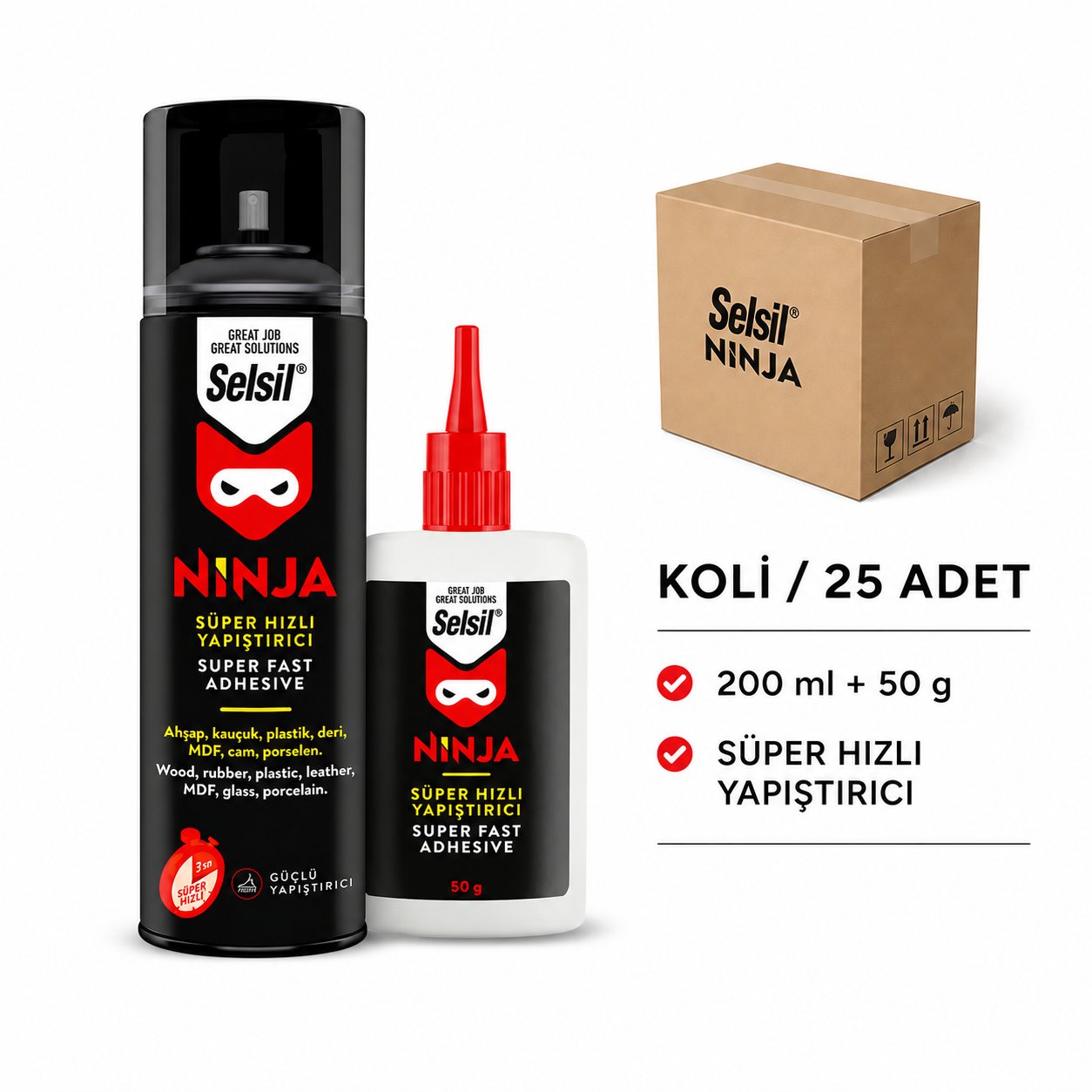 Selsil Ninja Süper Hızlı Yapıştırıcı | Aktivatorlü Güçlü Yapıştırıcı