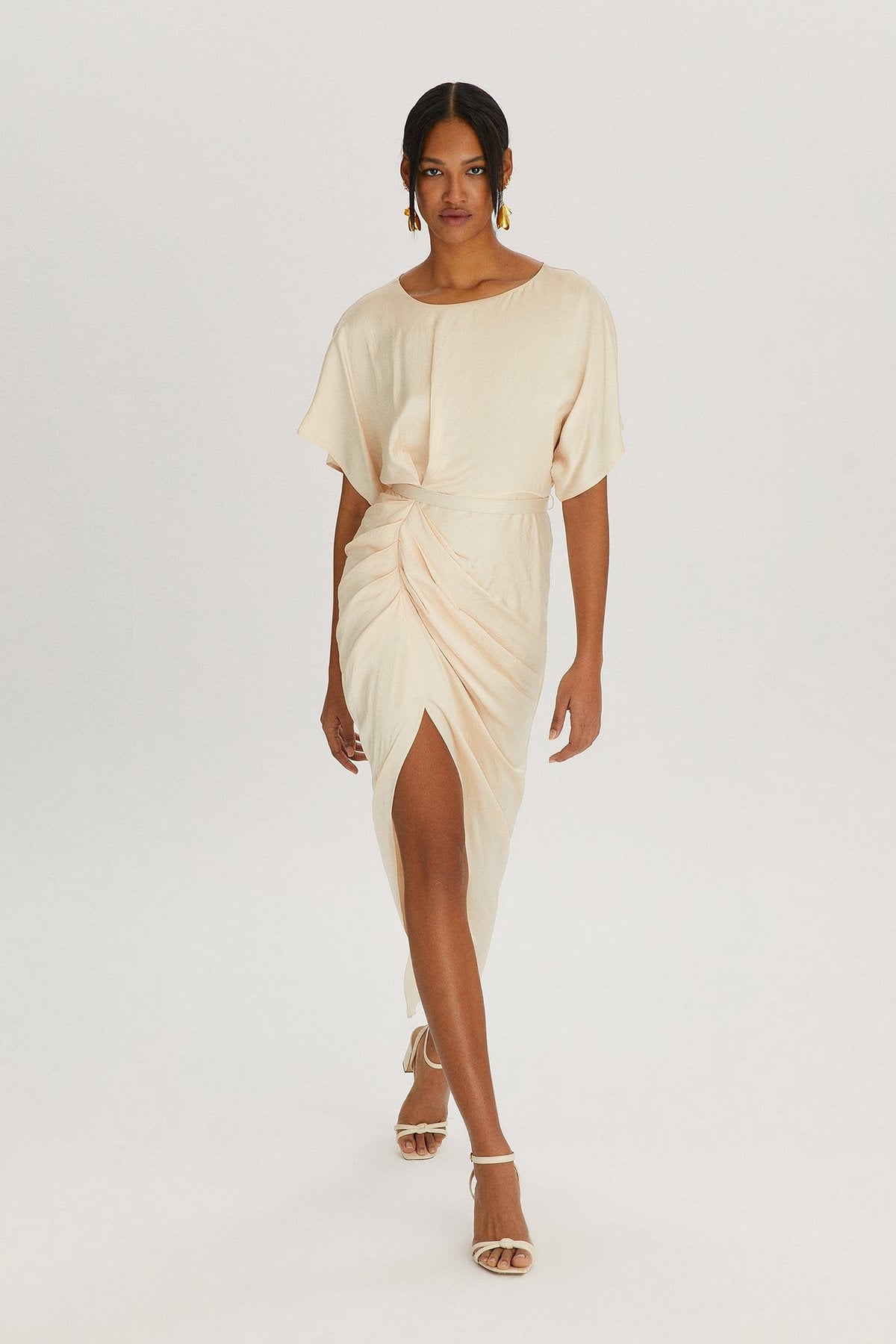 white christmas dresses Jasira Strapless Drape Maxi Dress | Cream Polka Dot | Womens main image 0
