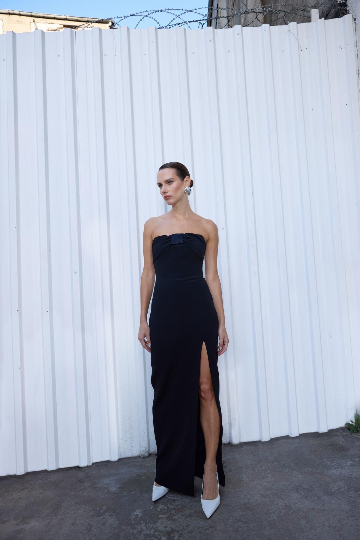 Strapless Maxi Black Dress | Rue Les Createurs