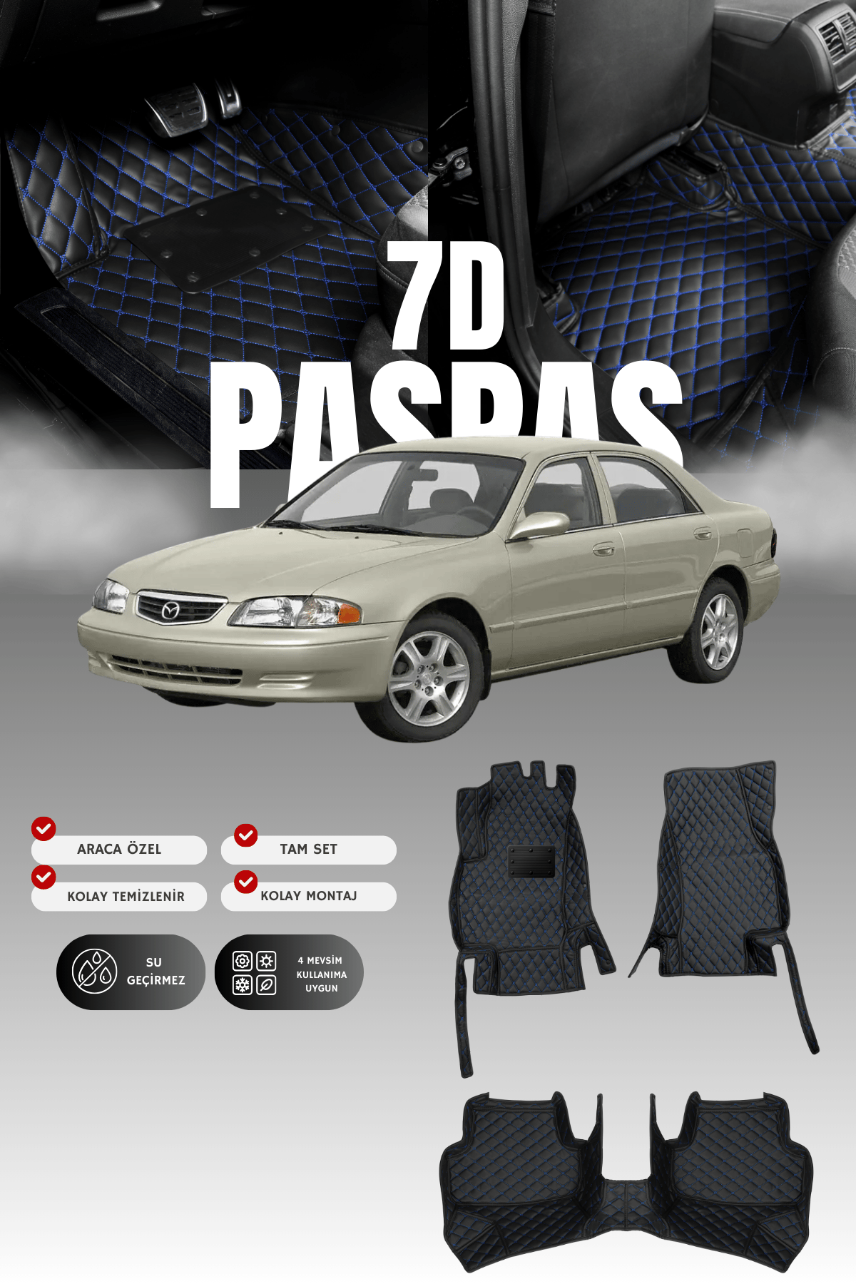 Mazda 626 (1997-2002) 7D Deri Havuzlu Oto Paspas | Tam Koruma