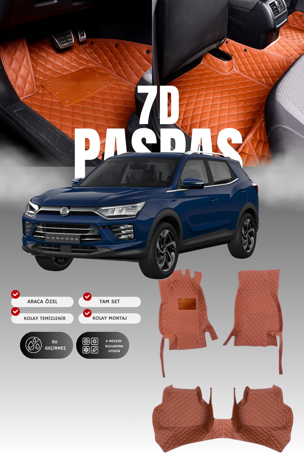 Ssangyong Korando (2019-2024) 7D Deri Havuzlu Oto Paspas | Tam