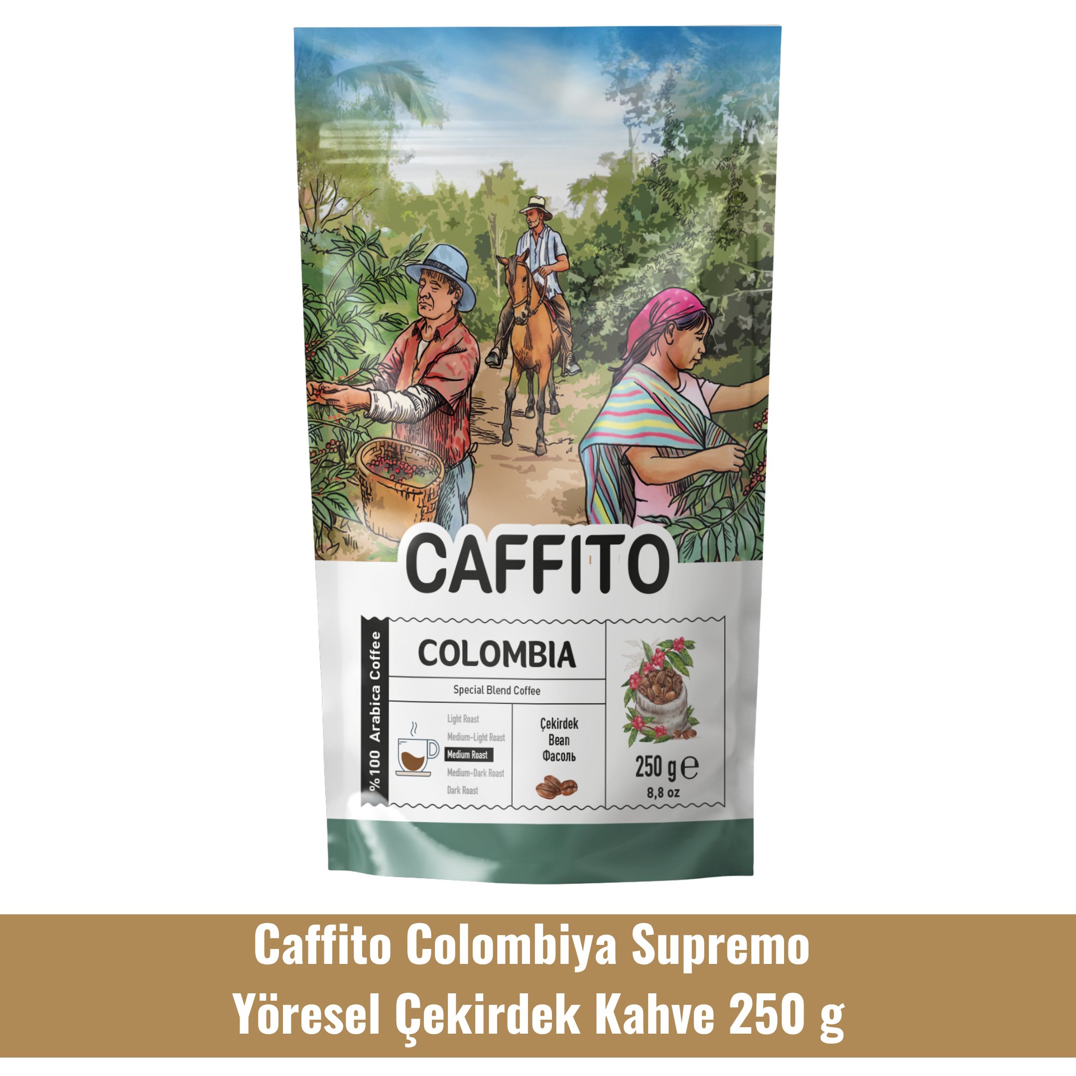 Caffito Kolombiya Supremo - Yöresel Çekirdek Kahve 250 g