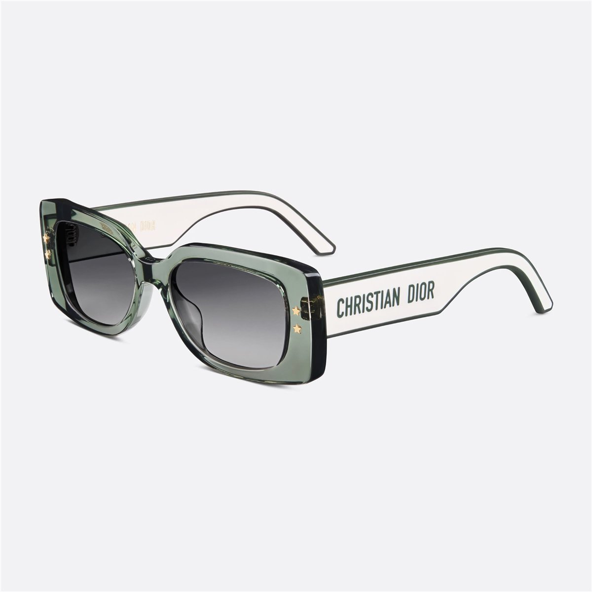 小物 Christian Dior D Logo stone Sunglasses DIORPACIFIC S1U 55A1 Dikdörtgen Yeşil Kadın Güneş Gözlüğü | Brandeyes