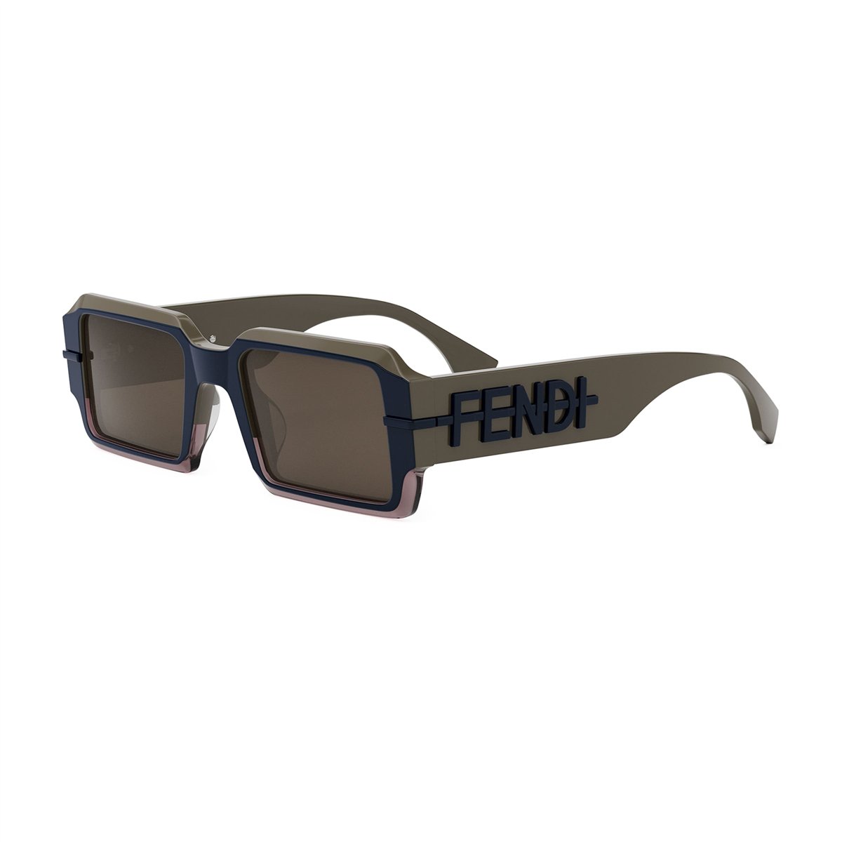 FENDI FENDIgraphy Dikdörtgen Kahverengi Erkek Güneş Gözlüğü