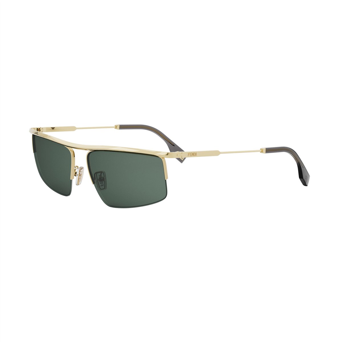 ミラノオリンピック　金銀銅　ID one FR-X 167cm FENDI Travel Dikdörtgen Gold Erkek Güneş Gözlüğü