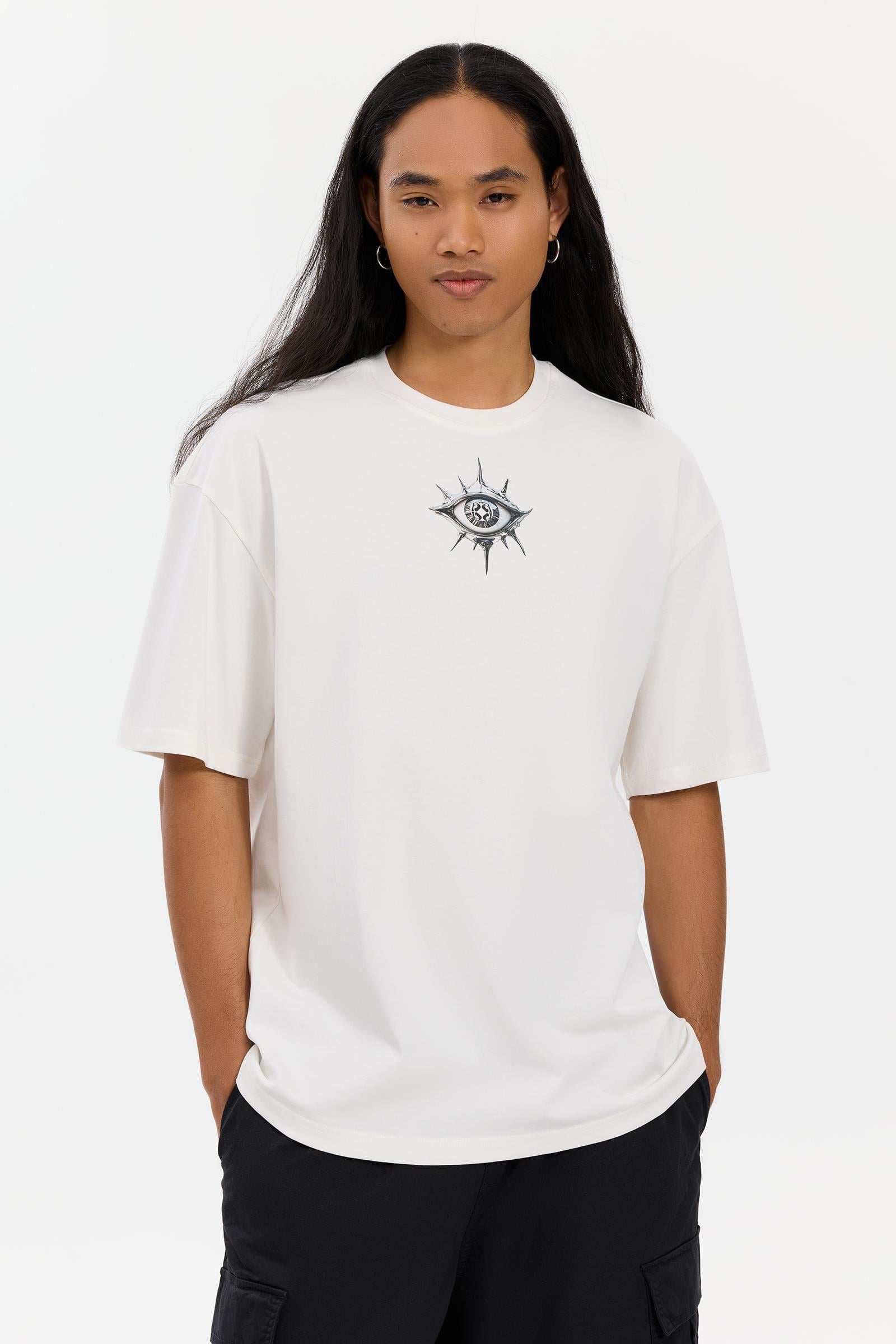 Ekru Erkek Graphic T-Shirt - ALEG Solistice 004 Disko