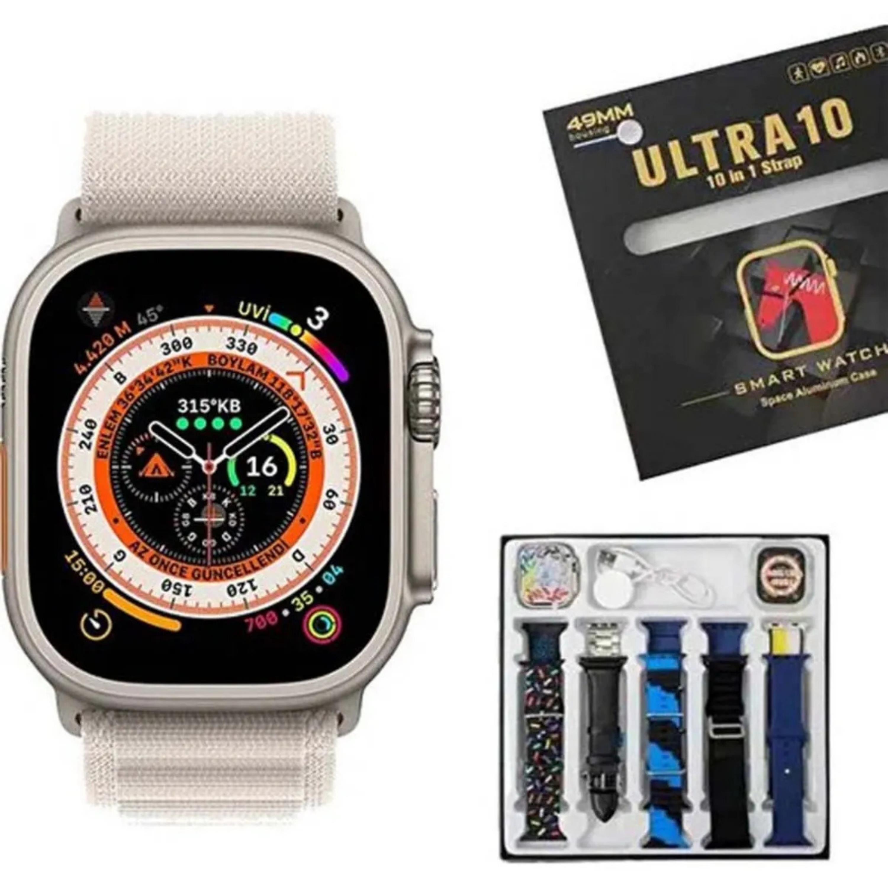 Smart Watch 8 Ultra 10 49mm 10 Kordonlu Akıllı Saat/ UCUZ TEKNO