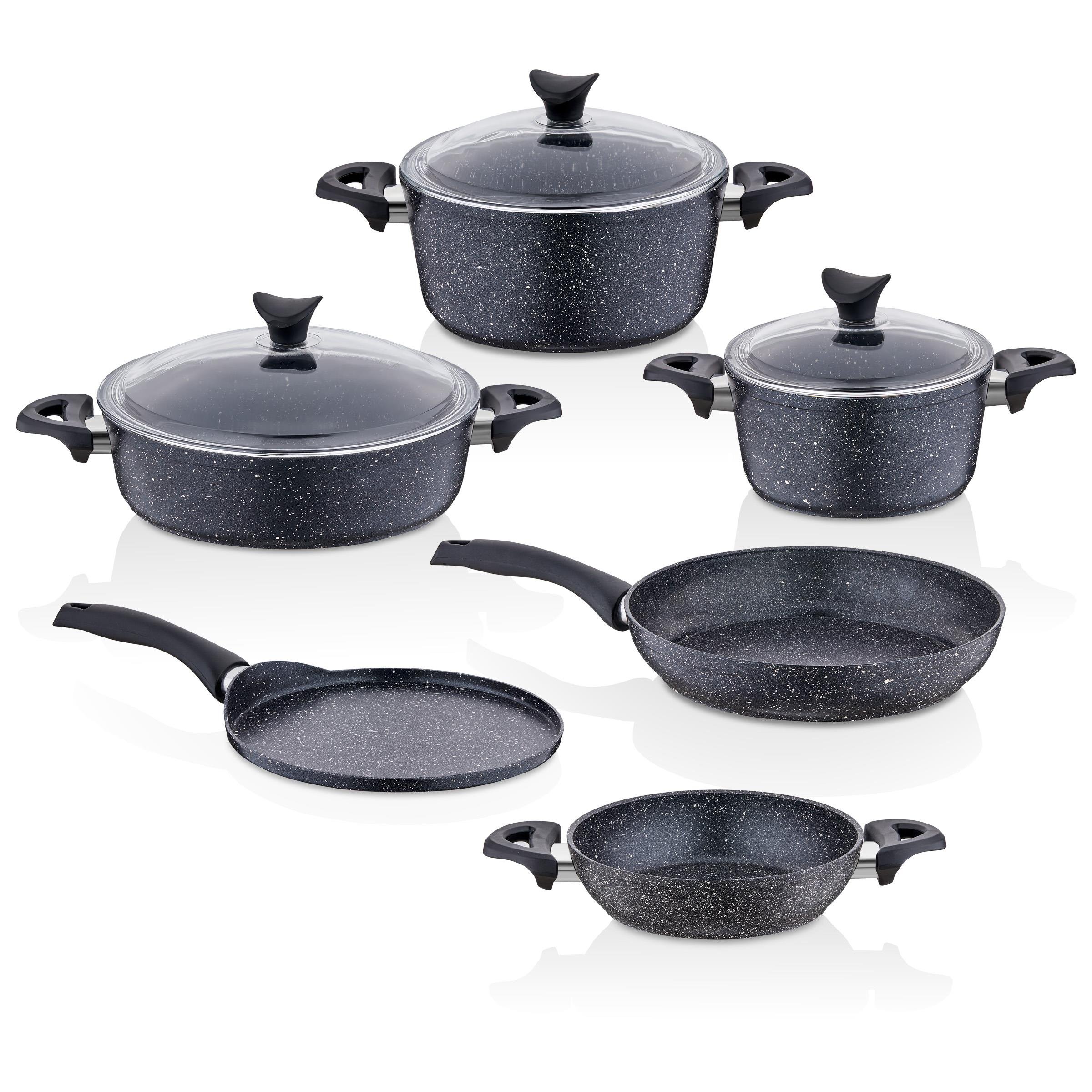 Taç Mastercook Pro 9 Parça Granit Tencere Seti Siyah - TAC-8052