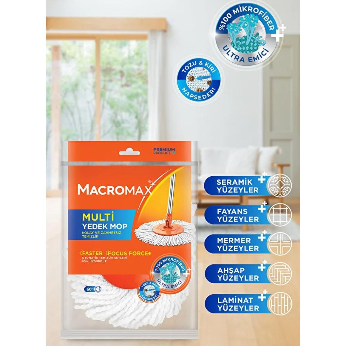 MACROMAX Multi Yedek Mop Başlık Faster ve Focus Otomatik