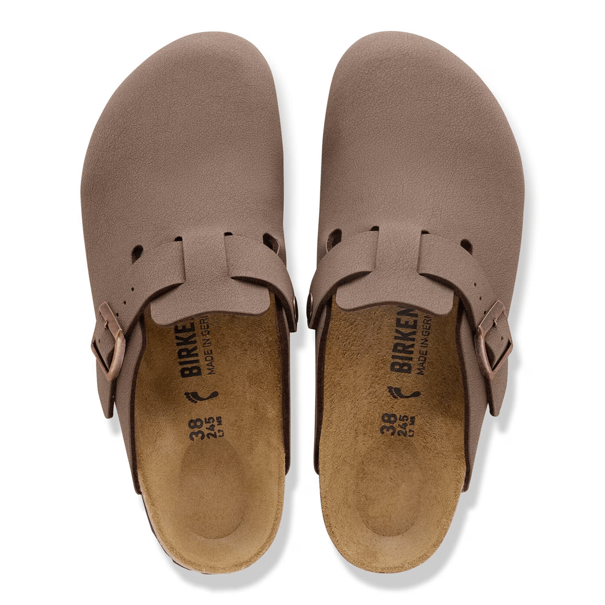 BRUNT Boston-Bセット Birkenstock Boston Birko-Flor Nubuk Unisex Terlik, Açık Kahve