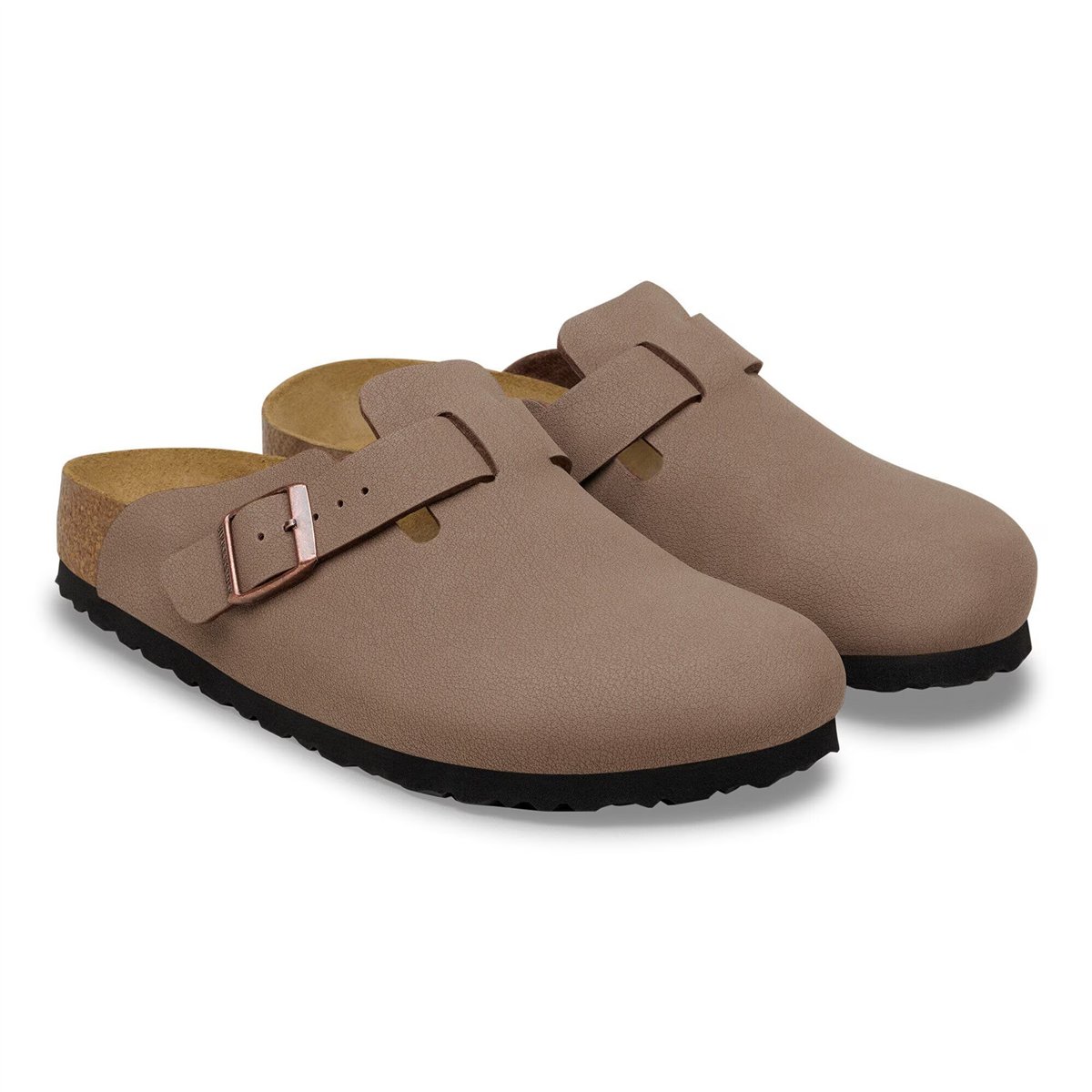 靴 BIRKENSTOCK Boston 38 mocca NARROW FIT Birkenstock Boston Birko-Flor Nubuk Unisex Terlik, Açık Kahve