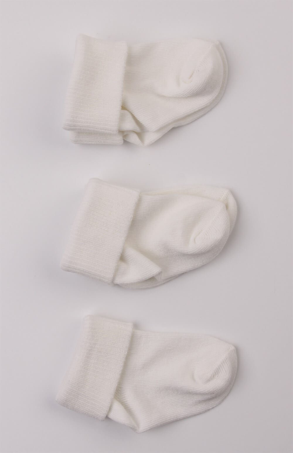 Ekru Pamuklu 3'lü Unisex Bebek Çorabı