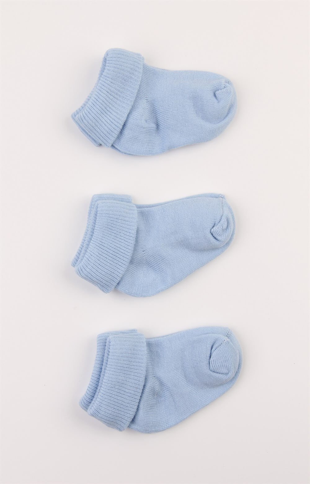 Mavi Pamuklu 3'lü Bebek Çorabı
