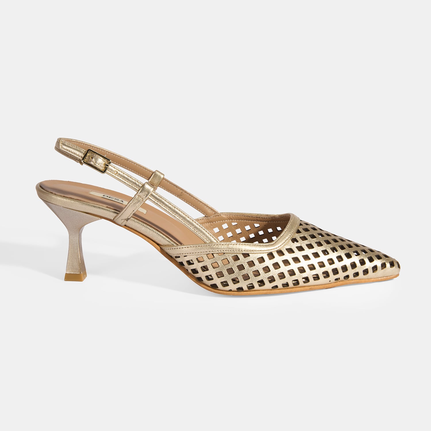 Kadın Perforeli Gold Deri Slingback Ayakkabı2010054250 | Desa
