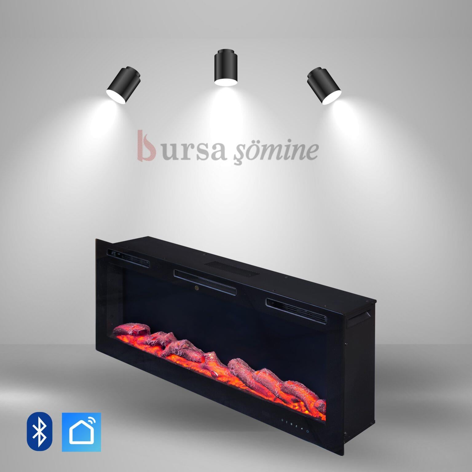 akemiページ Ayflame 106'lık Elektrikli Şömine - 800/1600W Isıtıcı, RGB ve