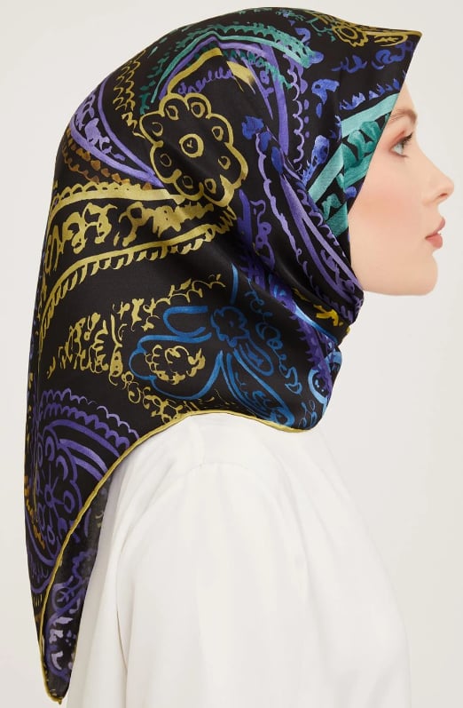 Armine Nostalji Sura İpek 9037-52 Siyah Mor Renk: Siyah,mor,yeşil,sarı