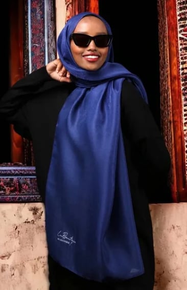 La Boutique Evening Dress Night Blue Solid Color Shawl IST 1-26765