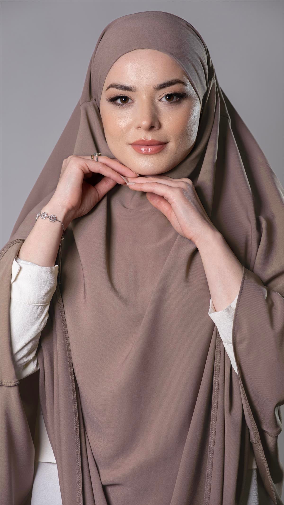 Vizon Pratik Hazır Geçmeli Tesettür Eşarp Medine İpeği Bağcıklı Sufle Hijab  2301_10