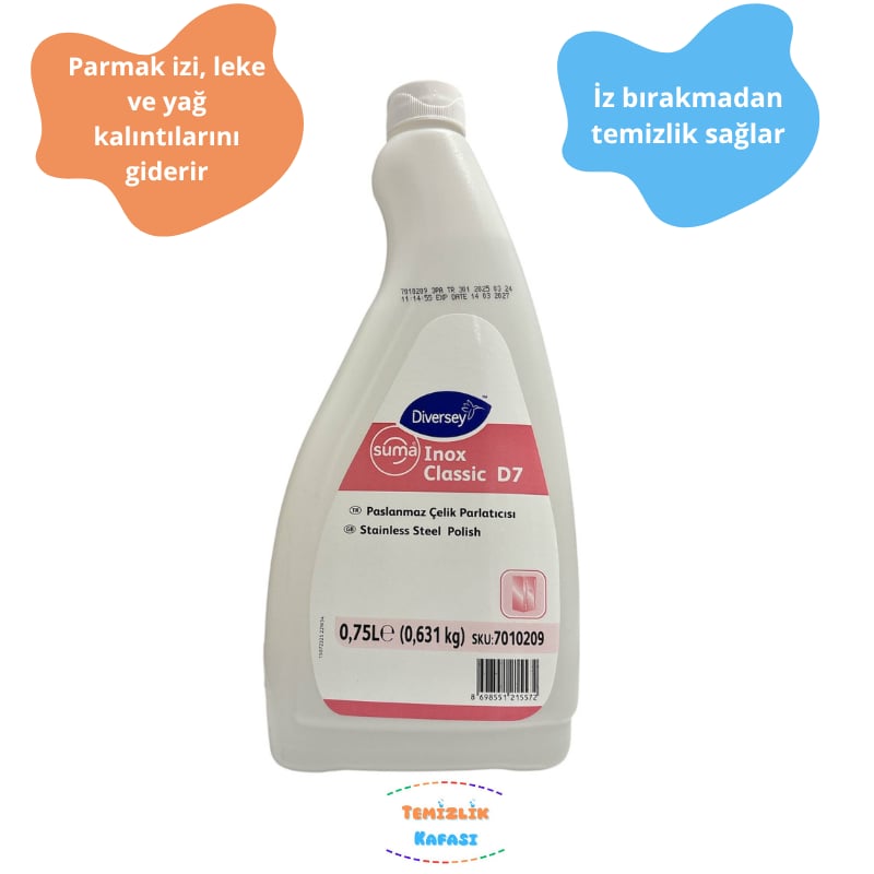 Diversey Suma Inox Classic D7 Paslanmaz Çelik Parlatıcı 750 ml