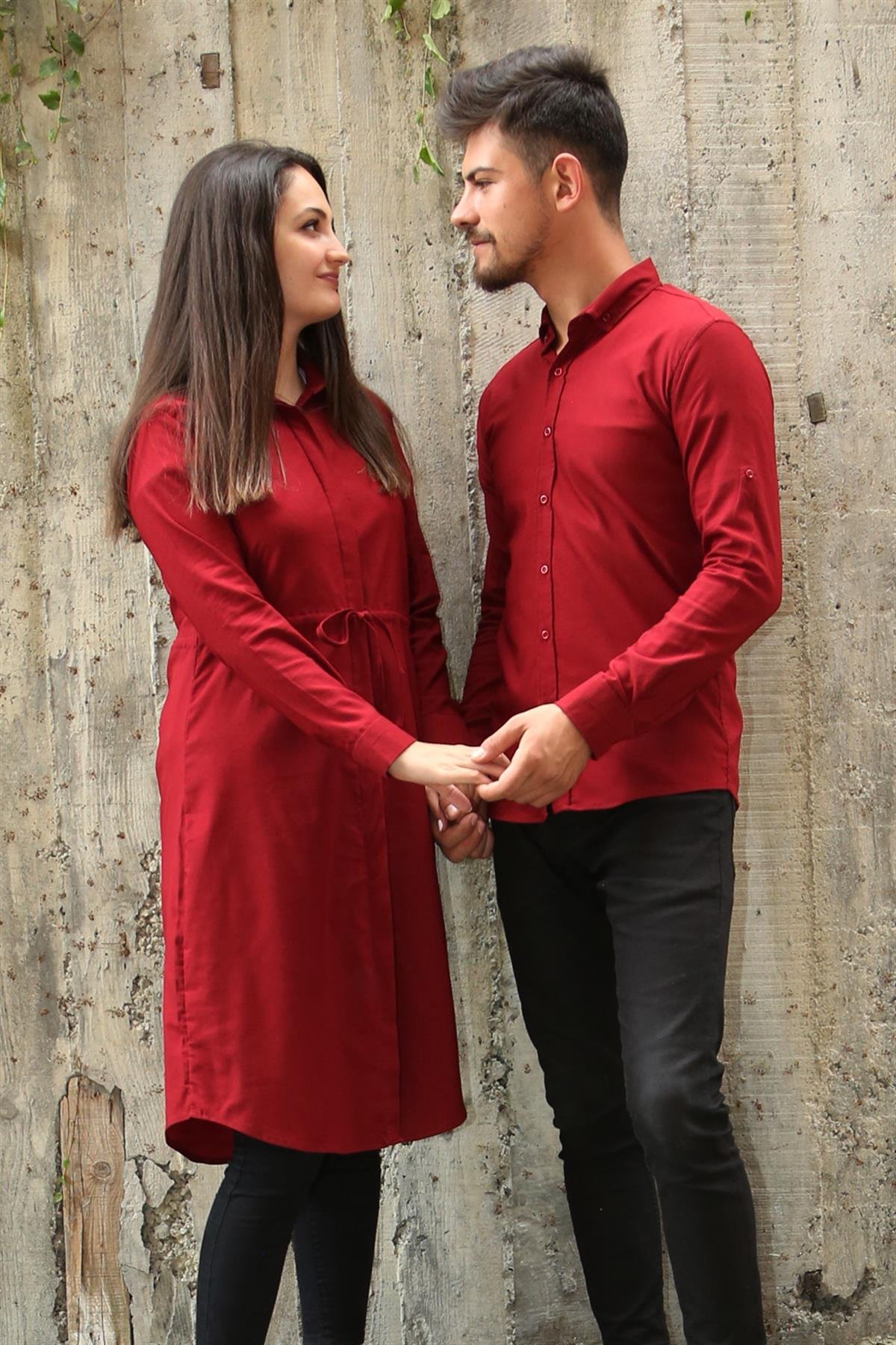 Armürlü Bengalin Düz Likralı Bordo Tesettür Gömlek Sevgili Kombini  giygit.com | Bay ve Bayan Giyim ve Sevgili Kombinleri