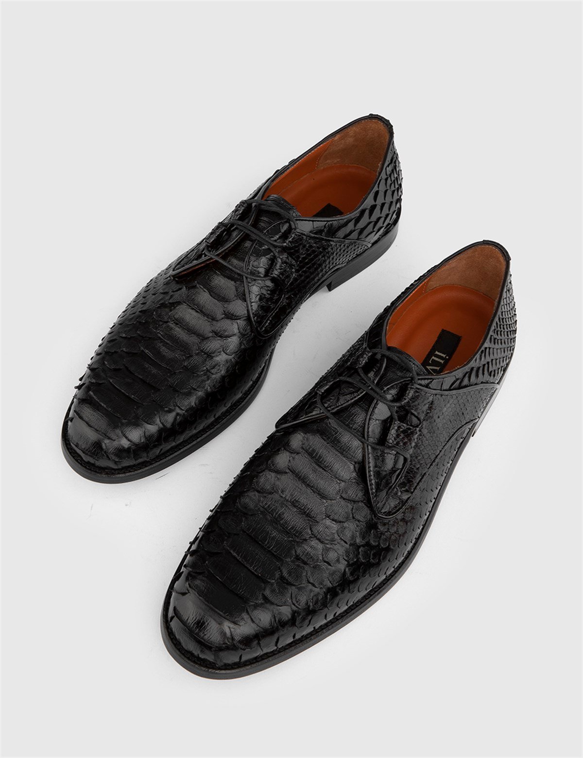 Azul Hakiki Yılan Deri Erkek Siyah Klasik Ayakkabı - iLVi