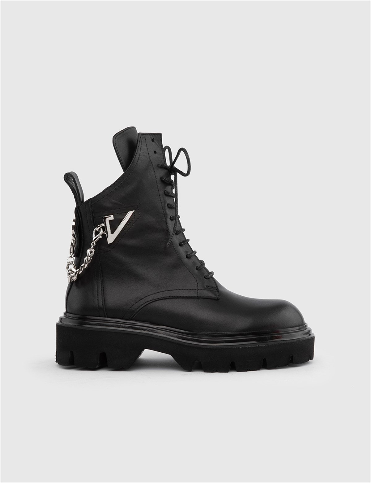 Bendi Black Leather Women's Boot - İLVİ