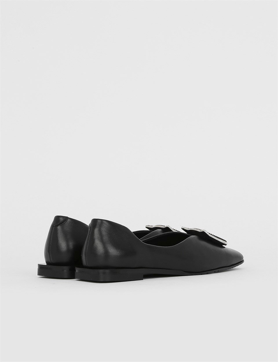 Klop Black Leather Women's Ballerina - İLVİ