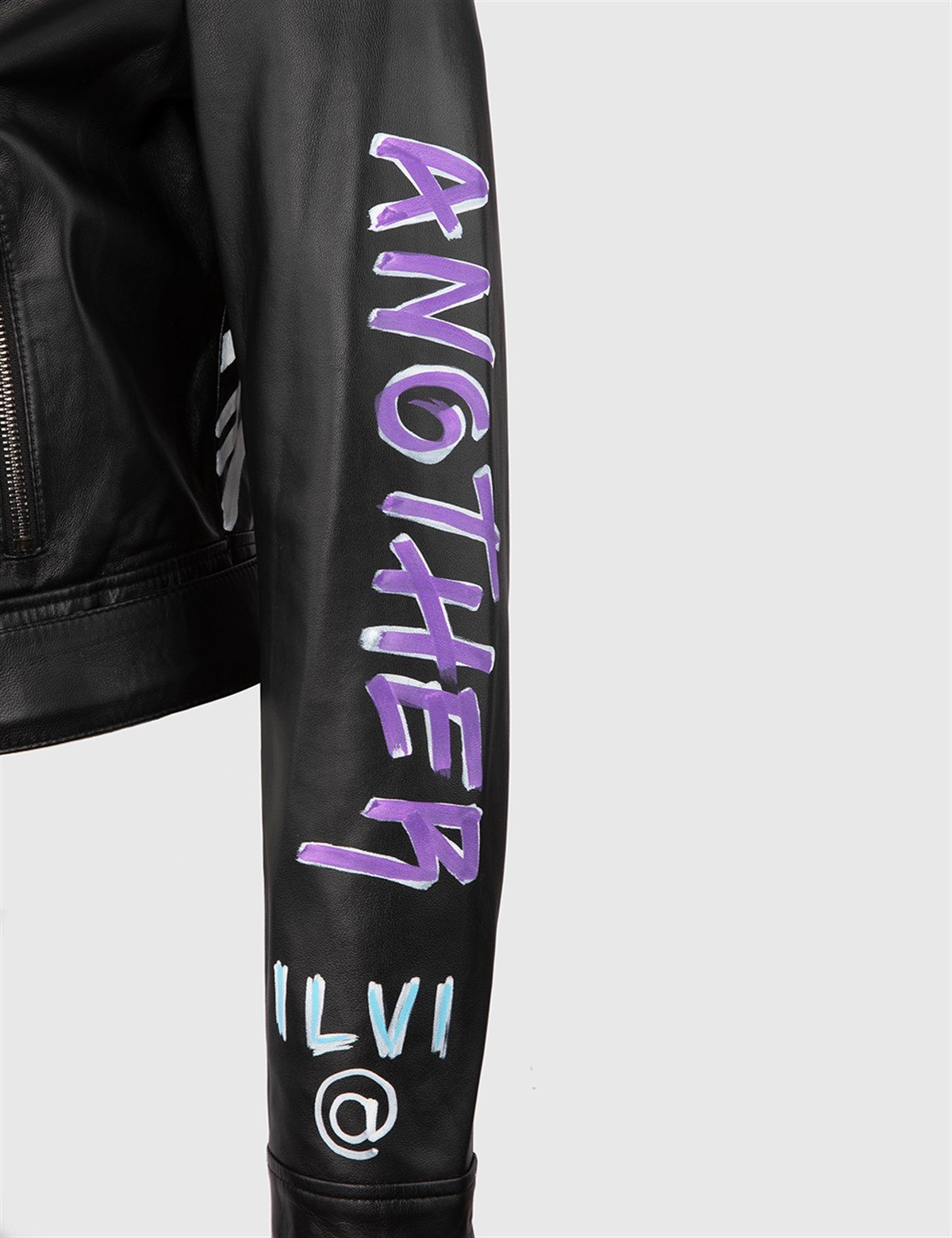 Lis Black Women's Leather Biker Jacket - İLVİ
