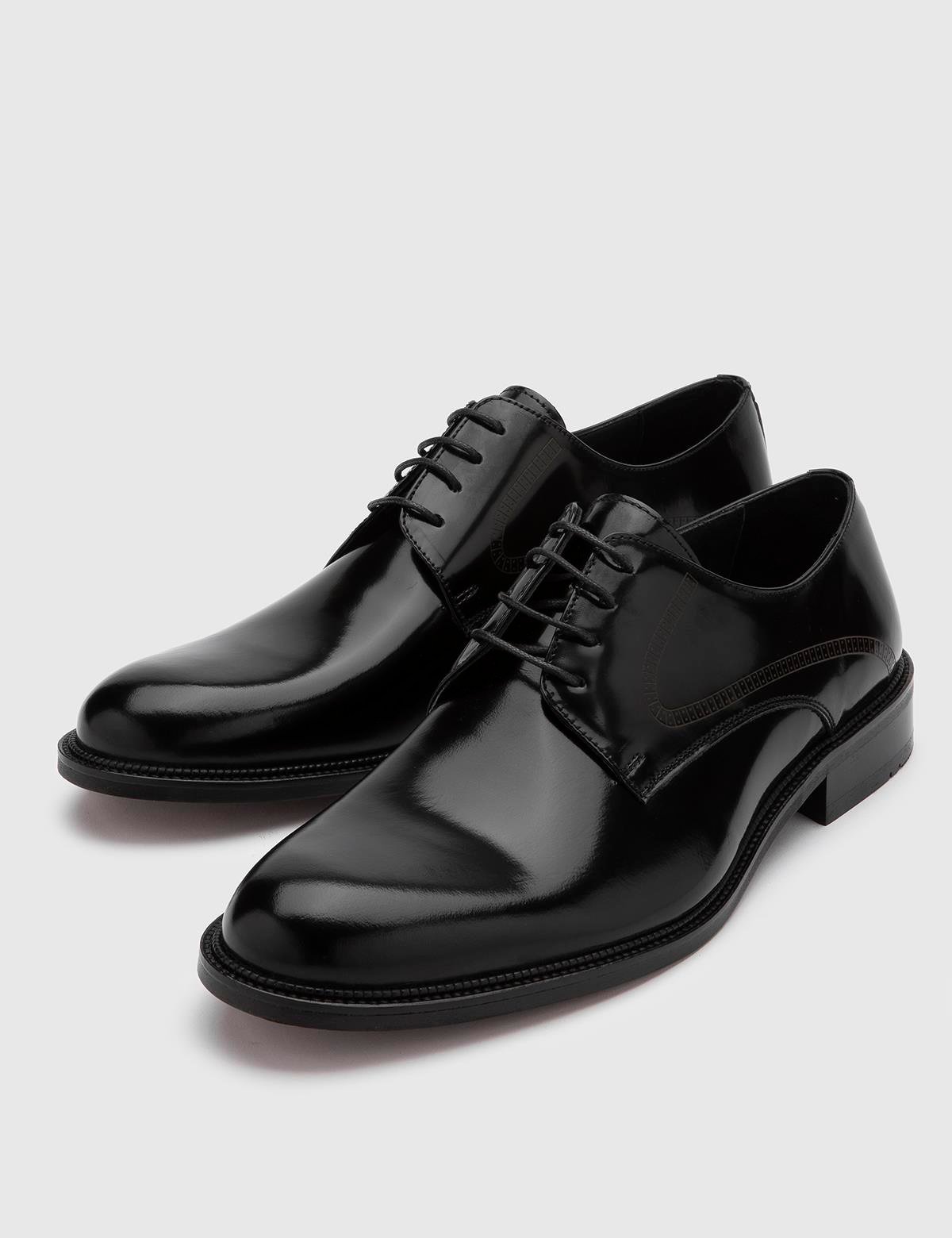 Ove Hakiki Açma Deri Erkek Siyah Klasik Ayakkabı - iLVi