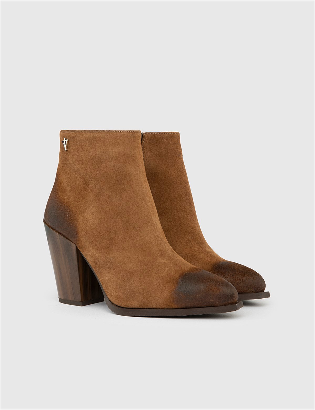 Steel Saddle Brown Split Suede Leather Women s Heeled Boot LV