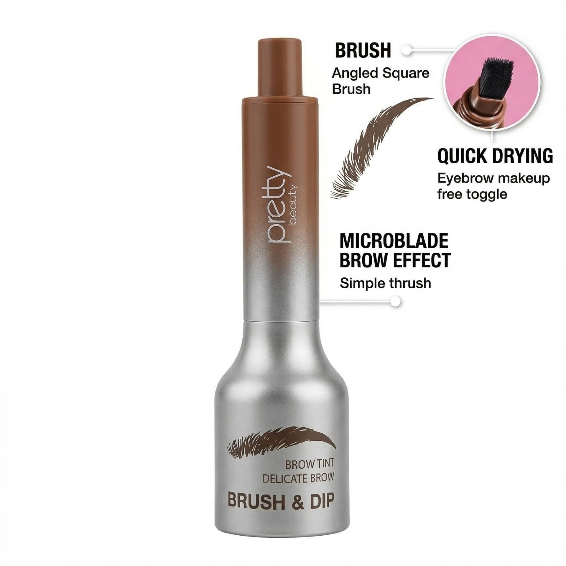 Pretty Beauty Brush & Dip Brow Tint 02 PB-436 | Kaş Boyası