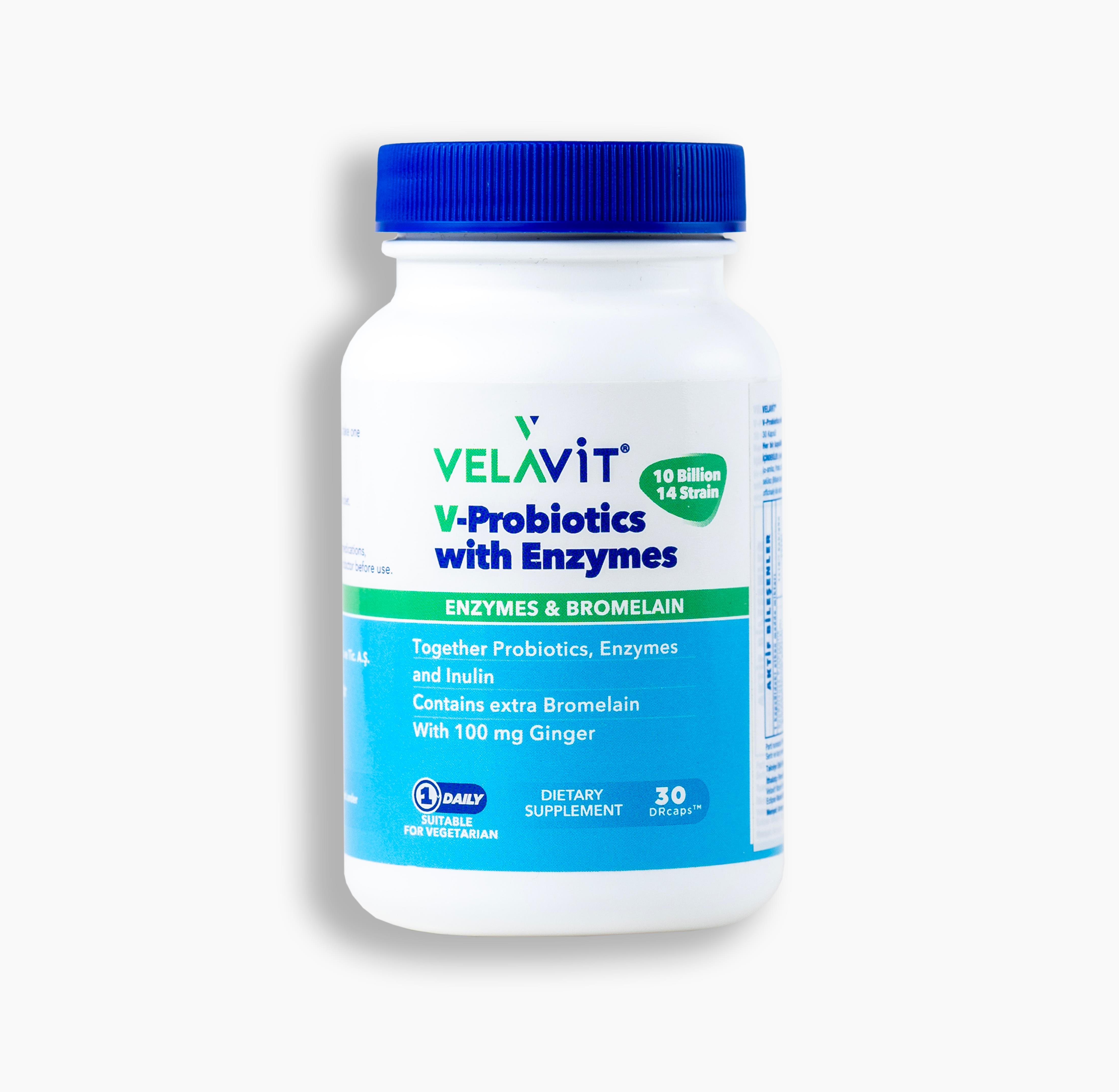 V-Probiotics with Enzymes - Enzimli Probiyotik - 30 Kapsül | Velavit