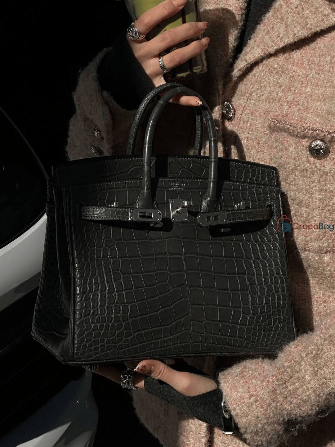 HERMES Birkin ブラック レザー ハンドバッグ 即決価格 Hermes Birkin bag 30 Black Niloticus crocodile skin Silver hardware