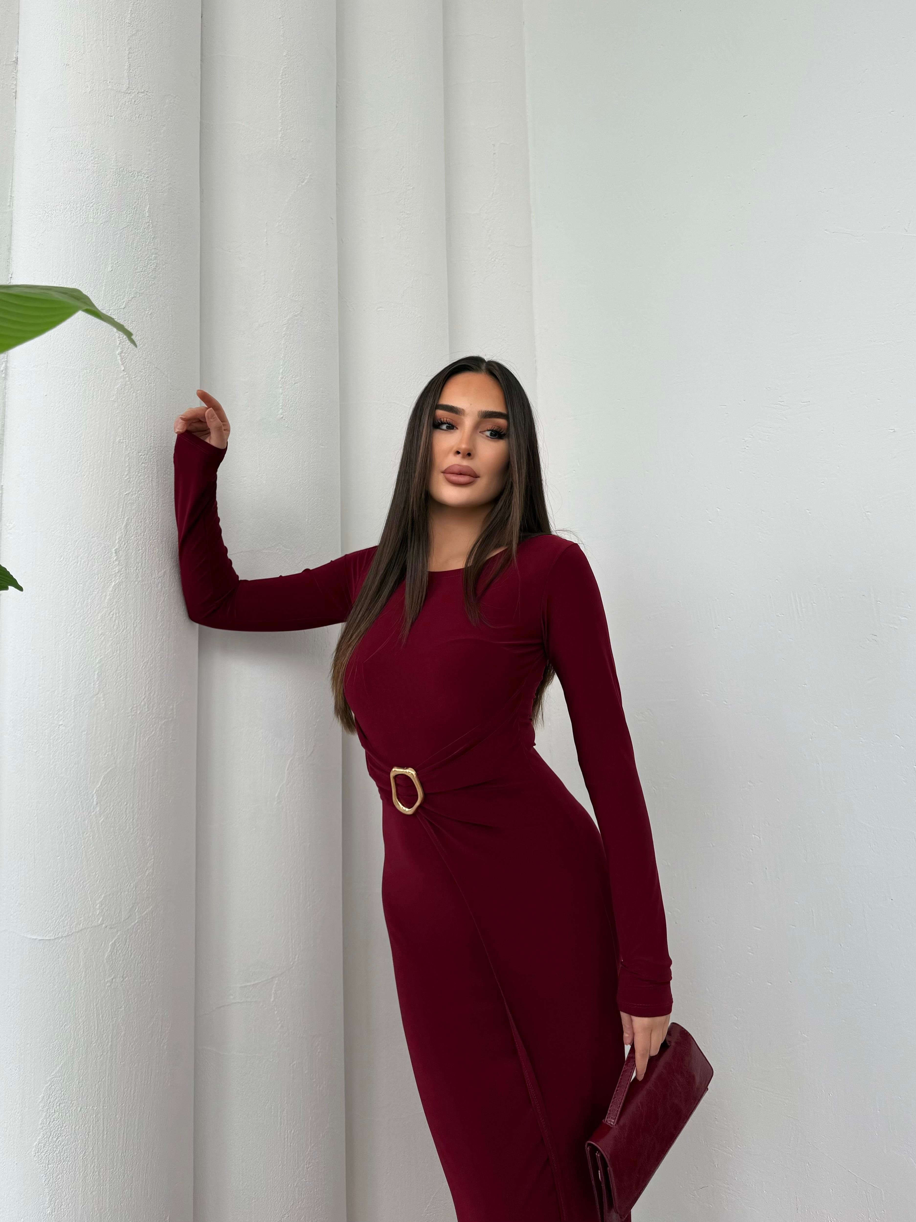 KADIN TOKA DETAYLI SANDY ELBİSE | Rabi Shine