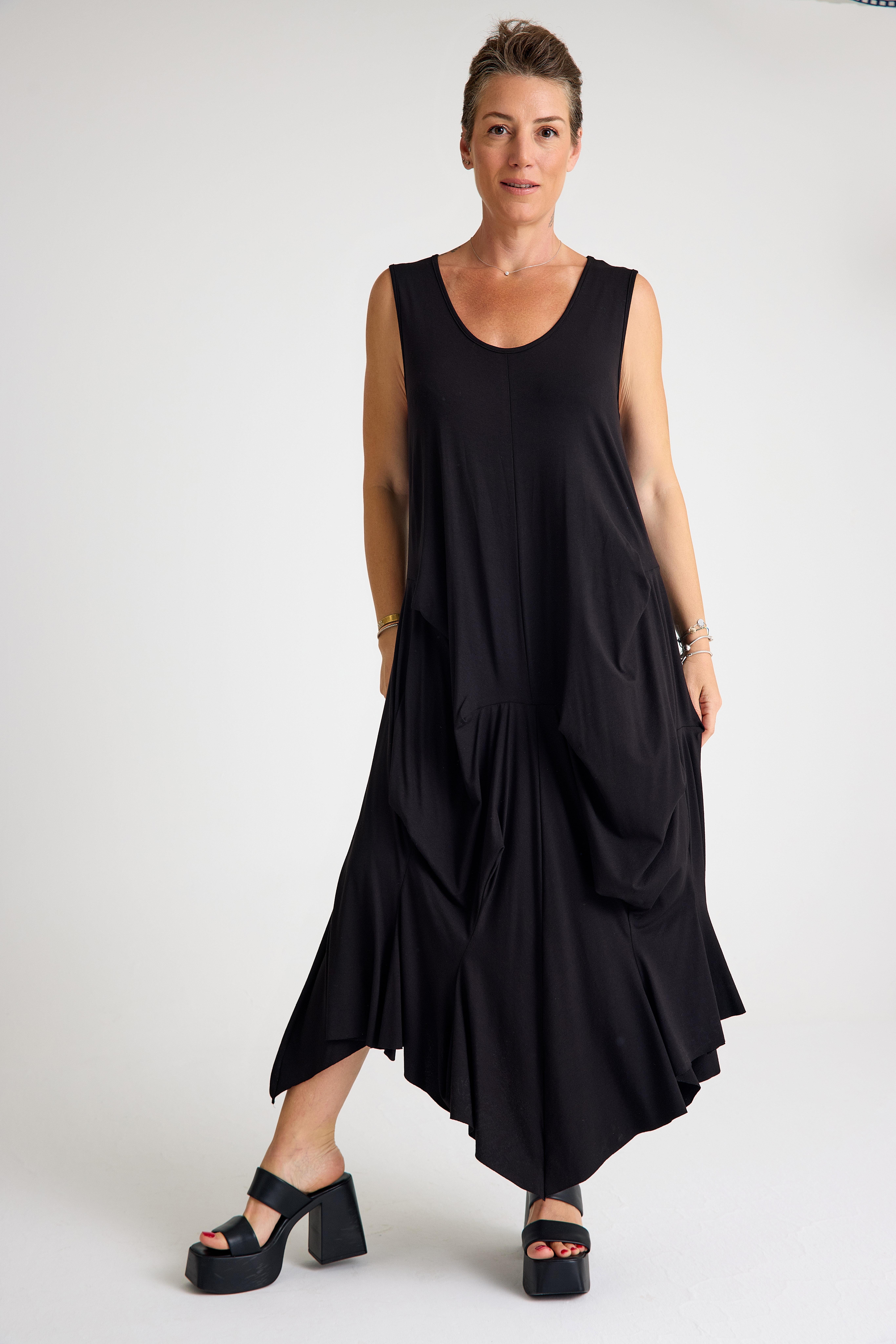 Black Oversize Viscose Dress | Zilberman