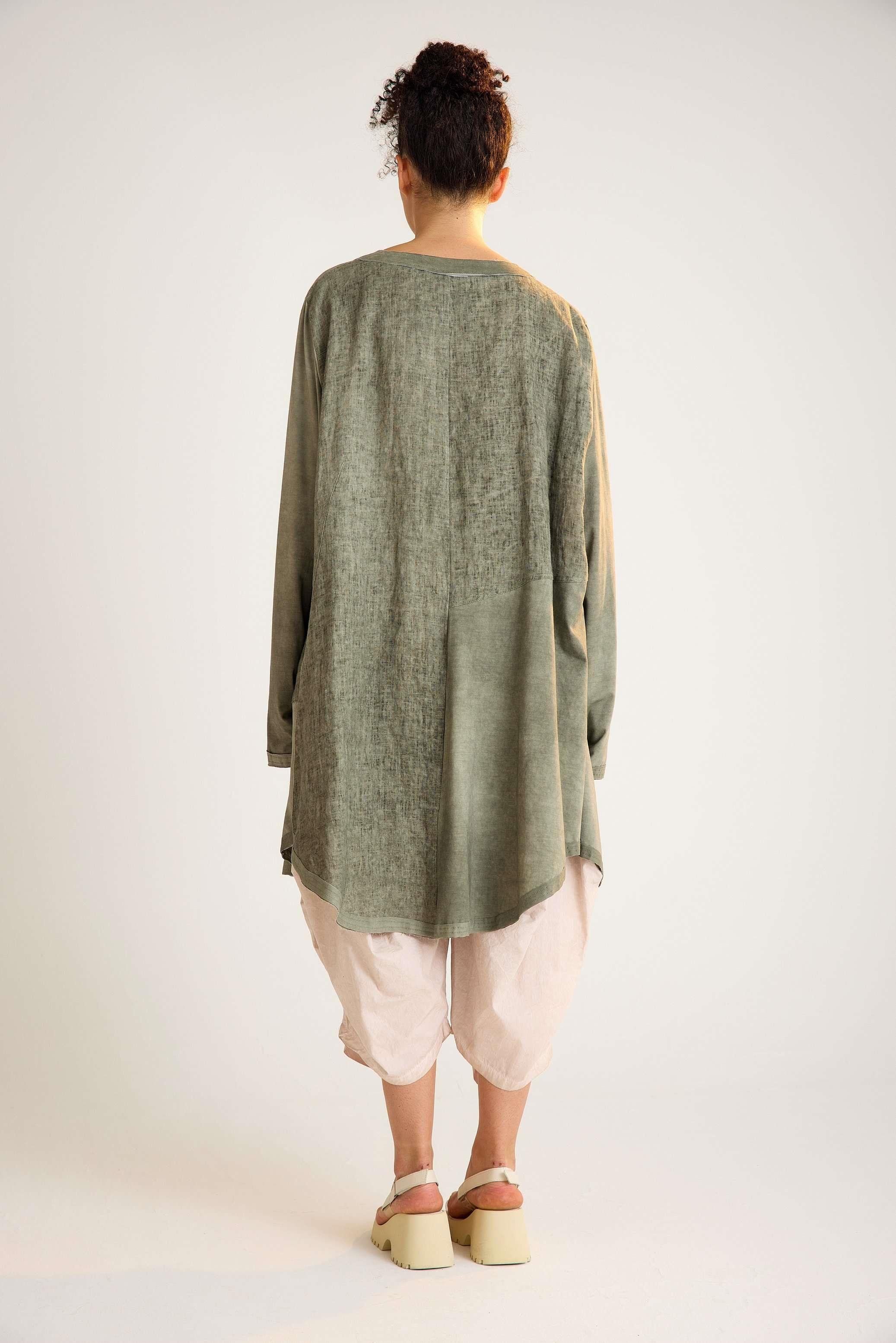 Khaki Oversize Linen Jacket | Zilberman