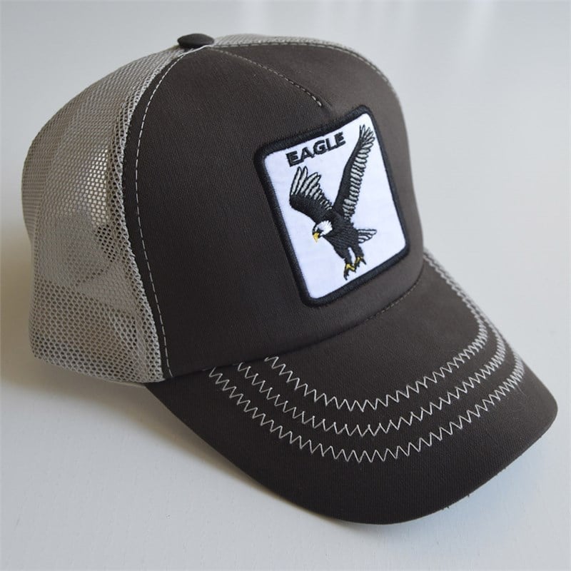 Erkek Fileli Spor Cap Şapka Kahve Kartal Logolu
