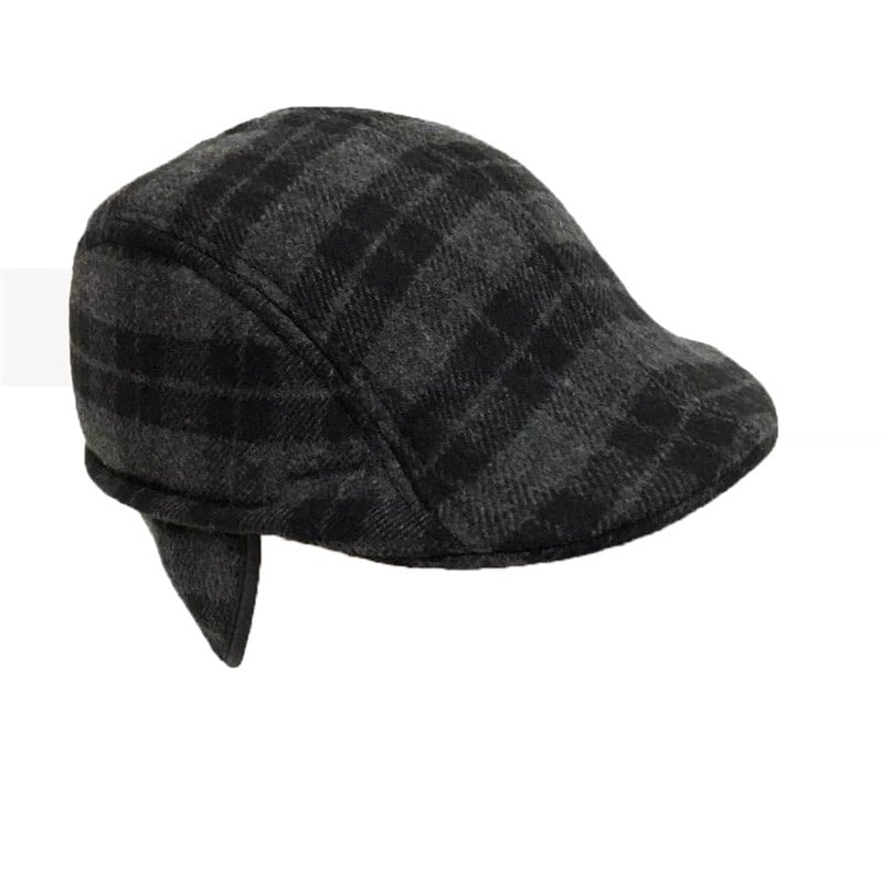 Erkek Kulaklıklı Kasket Şapka Kareli