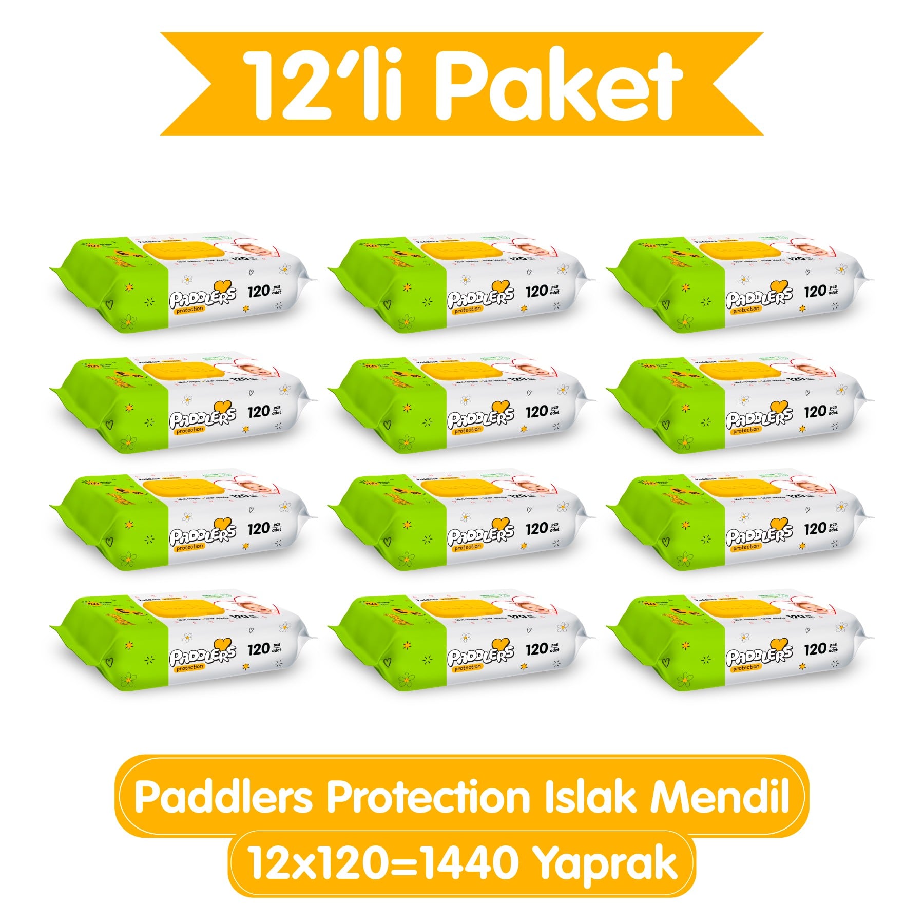 Paddlers Protection Islak Havlu 12x120 (1440 Yaprak)