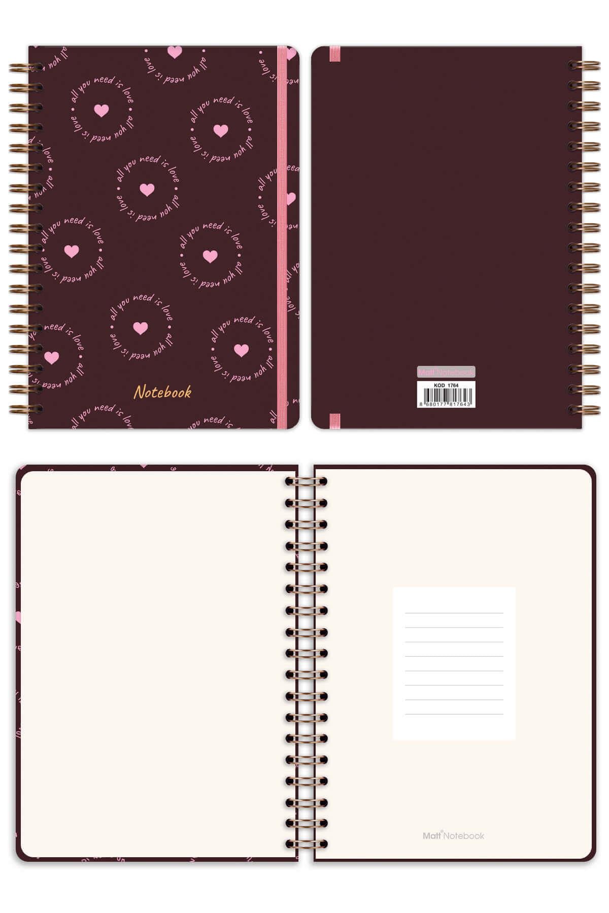 Matt Notebook B5 17x24 cm Spiralli Lastikli Noktalı Tarihsiz Not