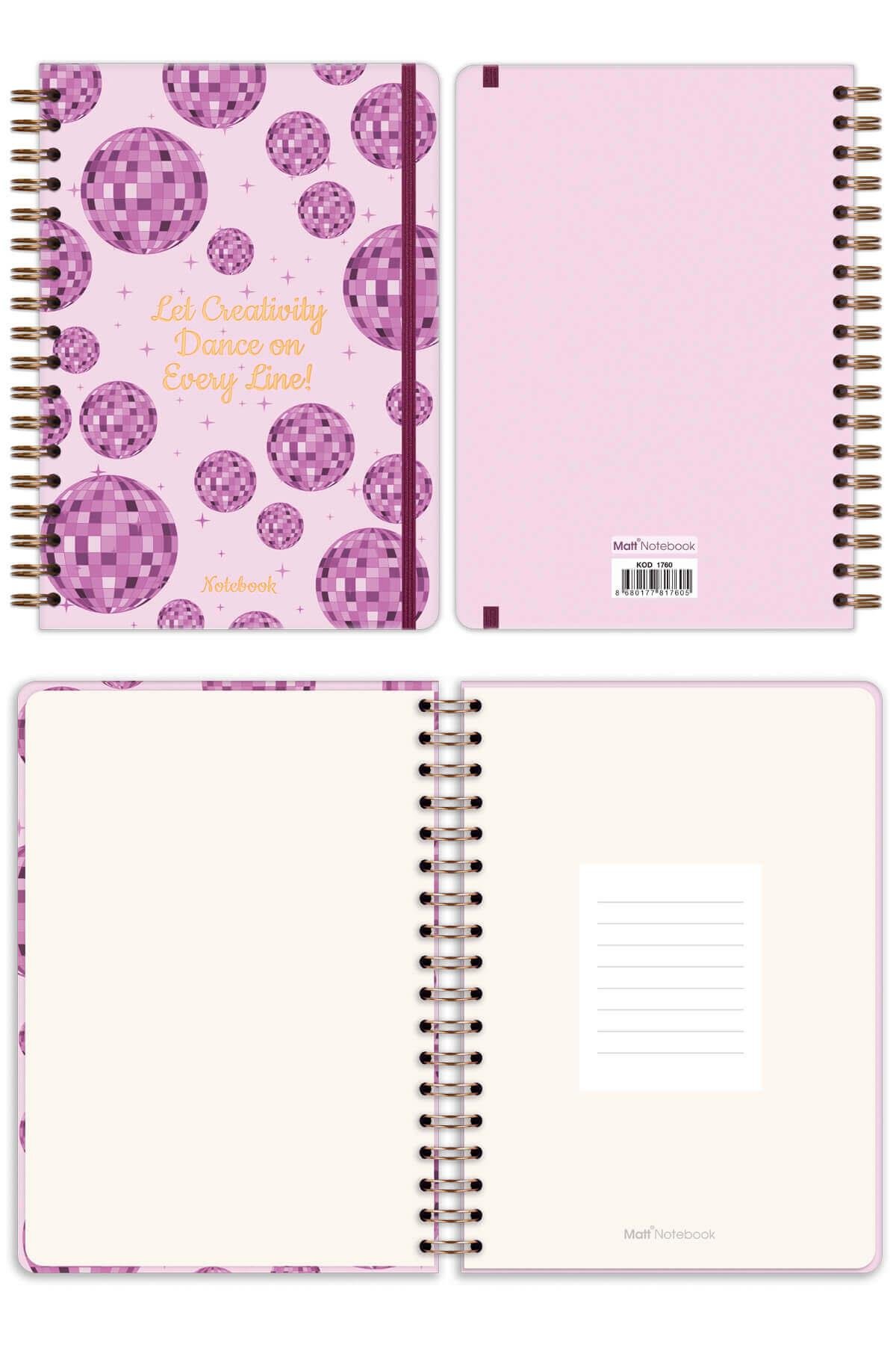 Matt Notebook B5 17x24 cm Spiralli Lastikli Kareli Tarihsiz Not