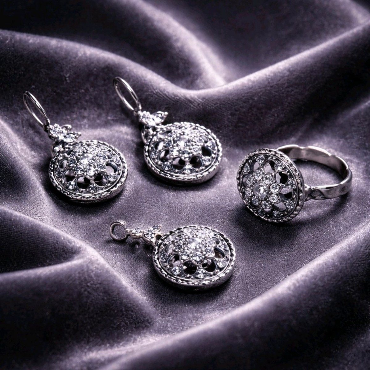 アクセサリー once Zirkon Taşlı Elmas Montür Set TK56