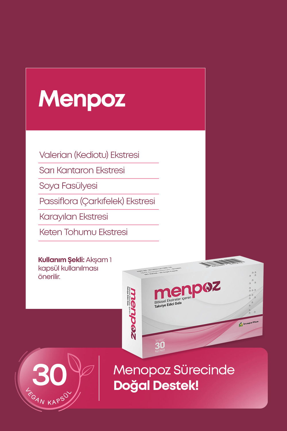 Menpoz 30 Vegan Kapsül | Maxprostore