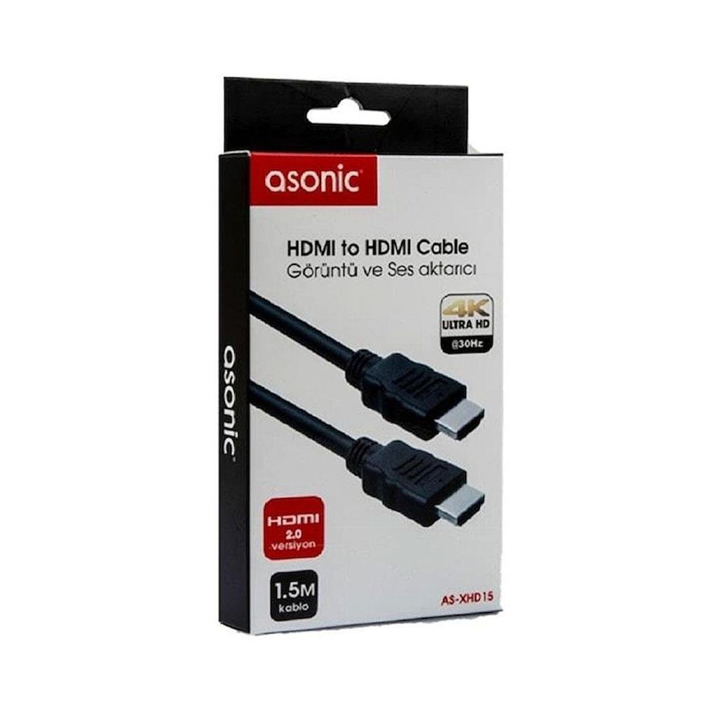 Asonic AS-XHD15 HDMI 2.0 1.5M 4K Ultra HD Görüntü Ve Ses Aktarıcı Kablo |  Mobicaps