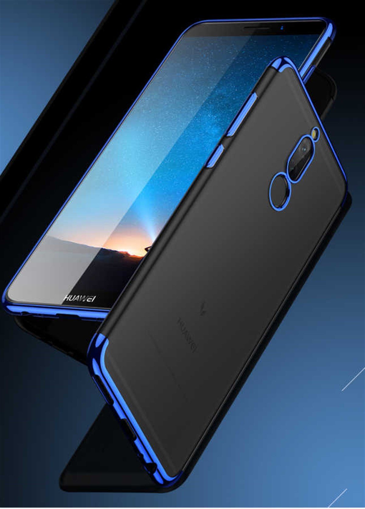 Huawei Mate 10 Lite Kılıf Zore Dört Köşeli Lazer Silikon Kapak | Mobicaps