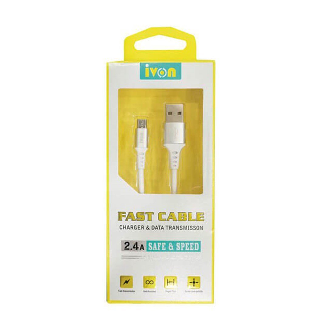 Şarj Kablosu - İvon CA-66 İOS Hızlı Şarj Kablosu - iPhone Şarj Kablosu |  Mobicaps