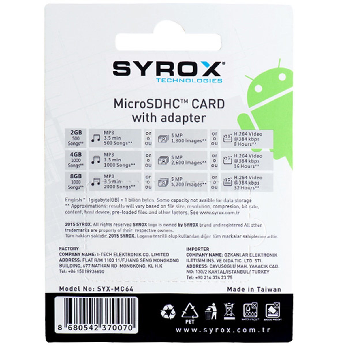 Syrox 64 Gb Hafıza Kartı | Mobicaps