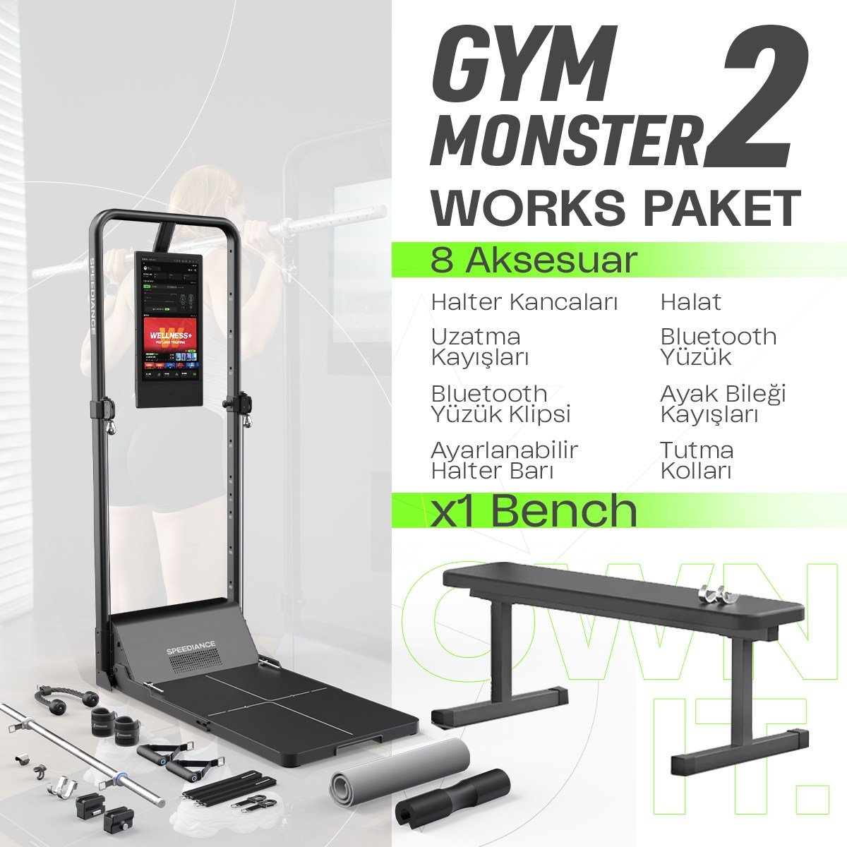 Gym Monster 2 Works (Cihaz ve Düz Bench)