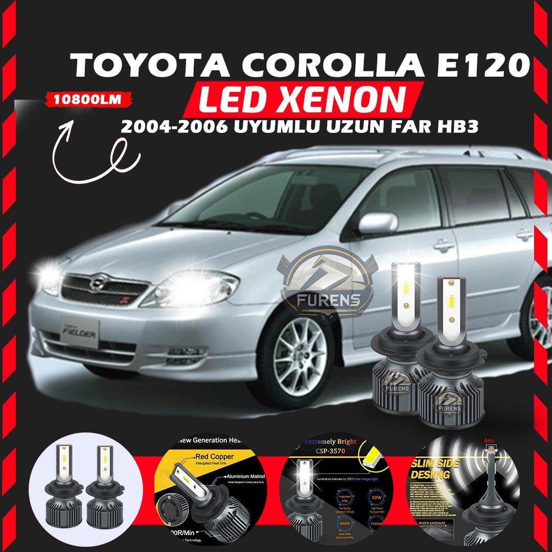 Toyota Corolla E120 2004-2006 Uzun Far Uyumlu Şimşek Etkili Led