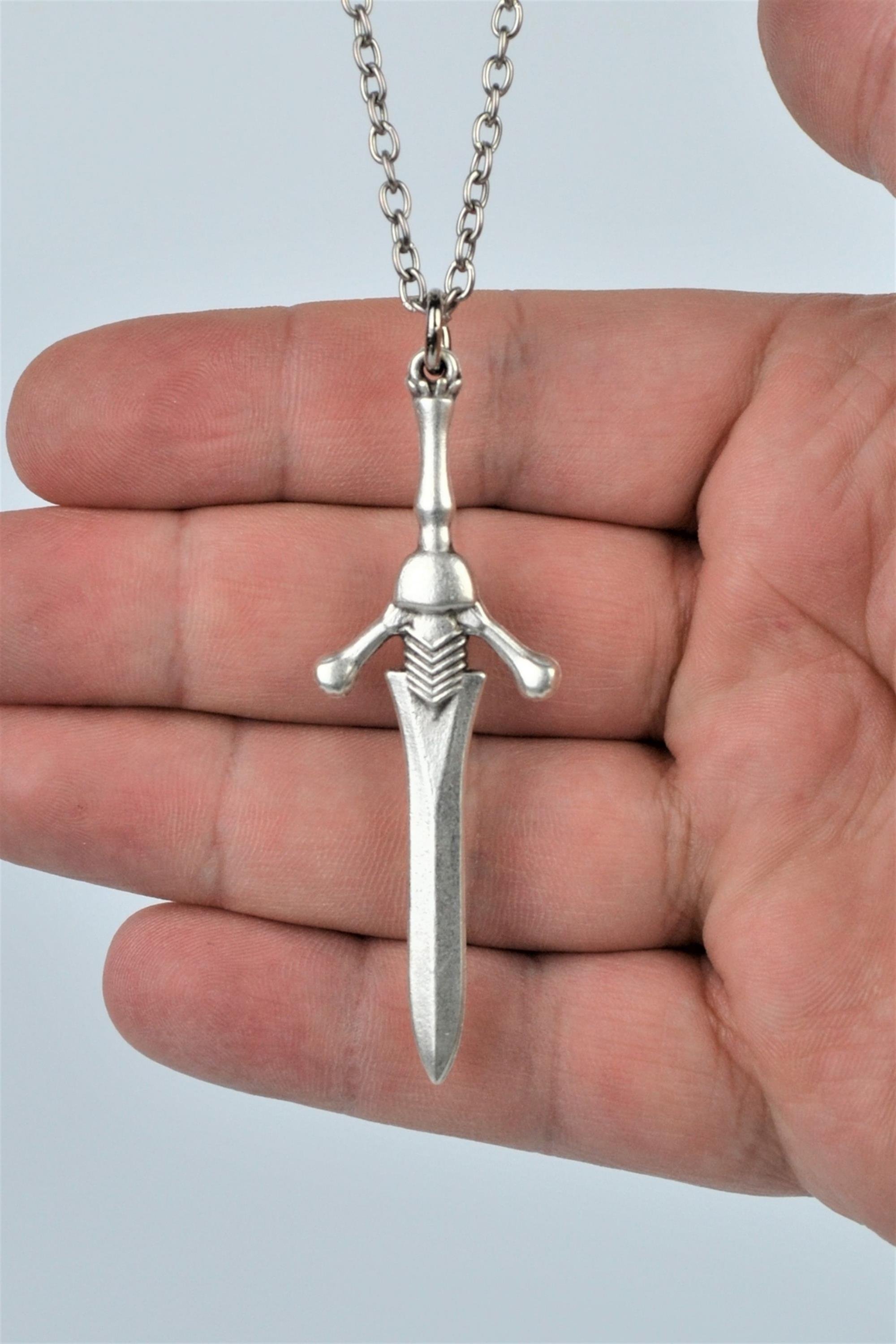 Devil May Cry Dante Kılıç Kolye Erkek Kadın Antik Gümüş Kaplama 60 cm Zincir